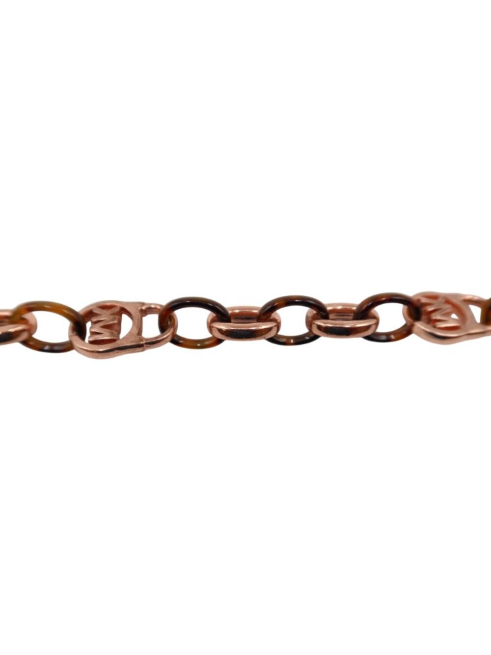 MICHAEL KORS MK Logo Rose Gold Faux Tortoiseshell Chunky Chain Padlock Bracelet - Picture 6 of 8